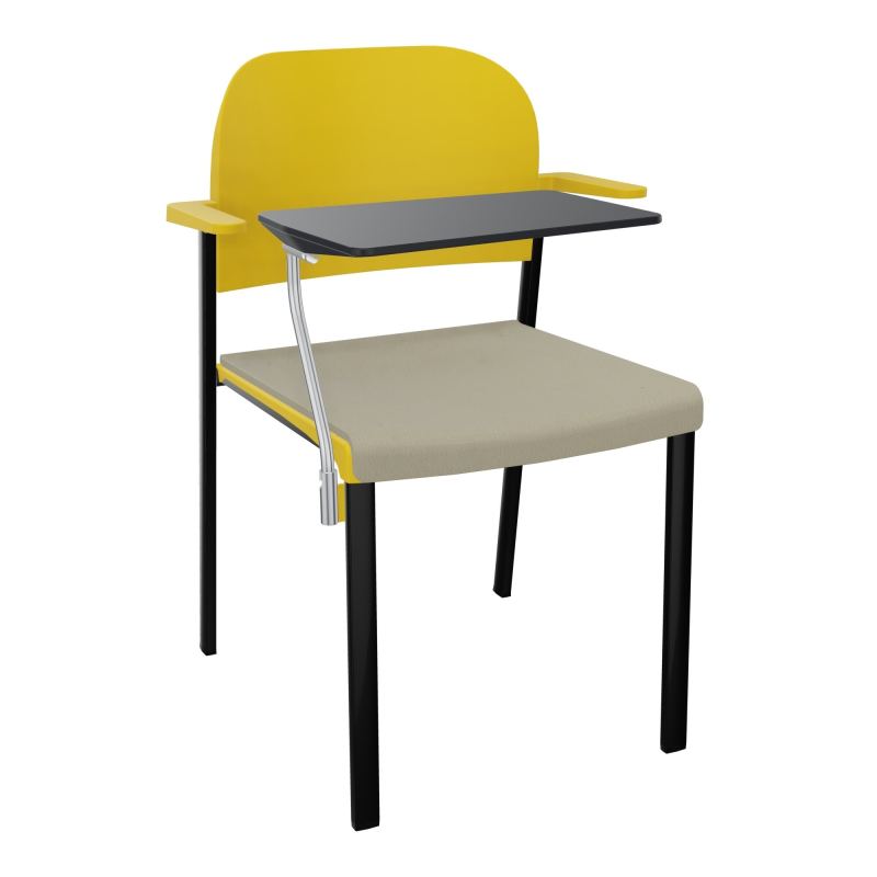 ROMY CHAISE 4P FIXES ASSISE TISSU DOSSIER POLYPRO AVEC ACCOUDOIRS+TABLETTE NOIRE CG SG PW