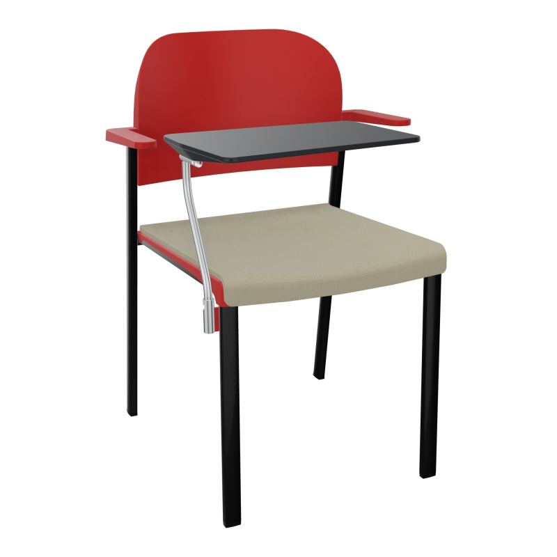 ROMY CHAISE 4P FIXES ASSISE TISSU DOSSIER POLYPRO AVEC ACCOUDOIRS+TABLETTE NOIRE CG SG PZ