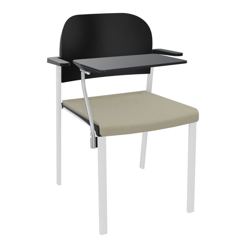 ROMY CHAISE 4P FIXES ASSISE TISSU DOSSIER POLYPRO AVEC ACCOUDOIRS+TABLETTE NOIRE CG SP PU