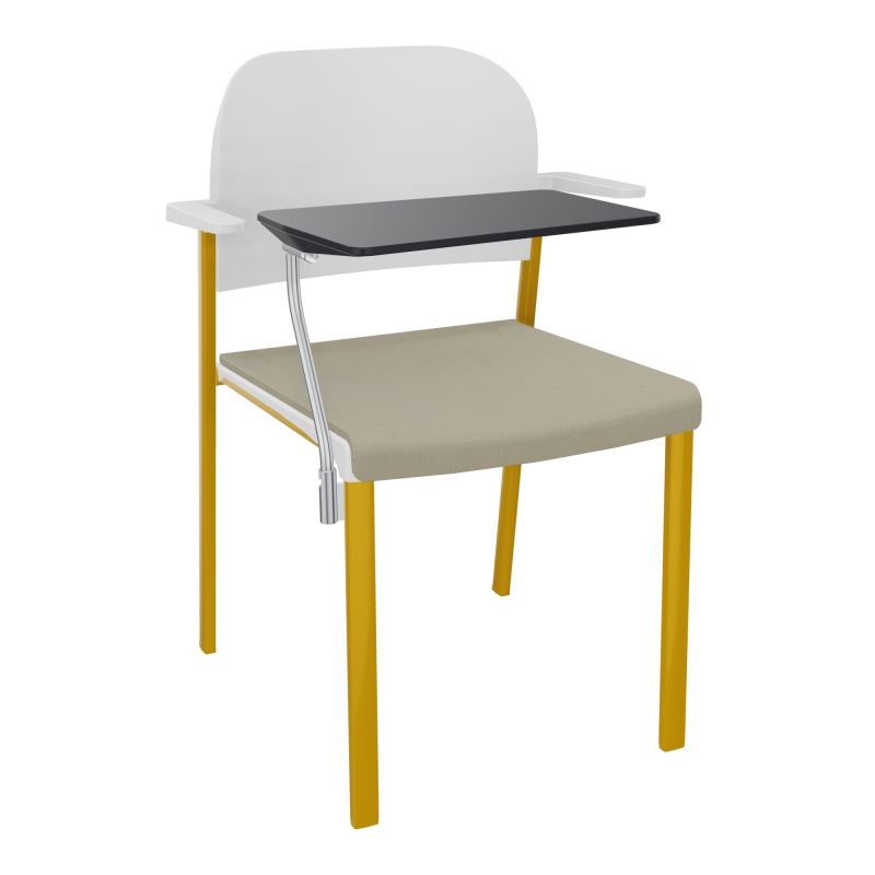 ROMY CHAISE 4P FIXES ASSISE TISSU DOSSIER POLYPRO AVEC ACCOUDOIRS+TABLETTE NOIRE CG SX PT