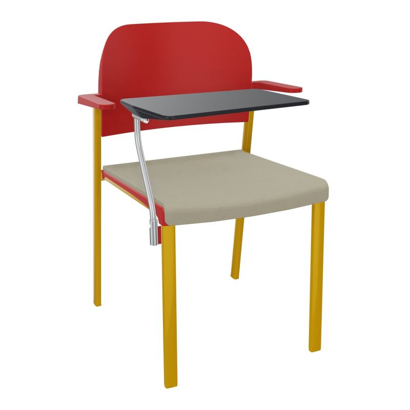ROMY CHAISE 4P FIXES ASSISE TISSU DOSSIER POLYPRO AVEC ACCOUDOIRS+TABLETTE NOIRE CG SX PZ
