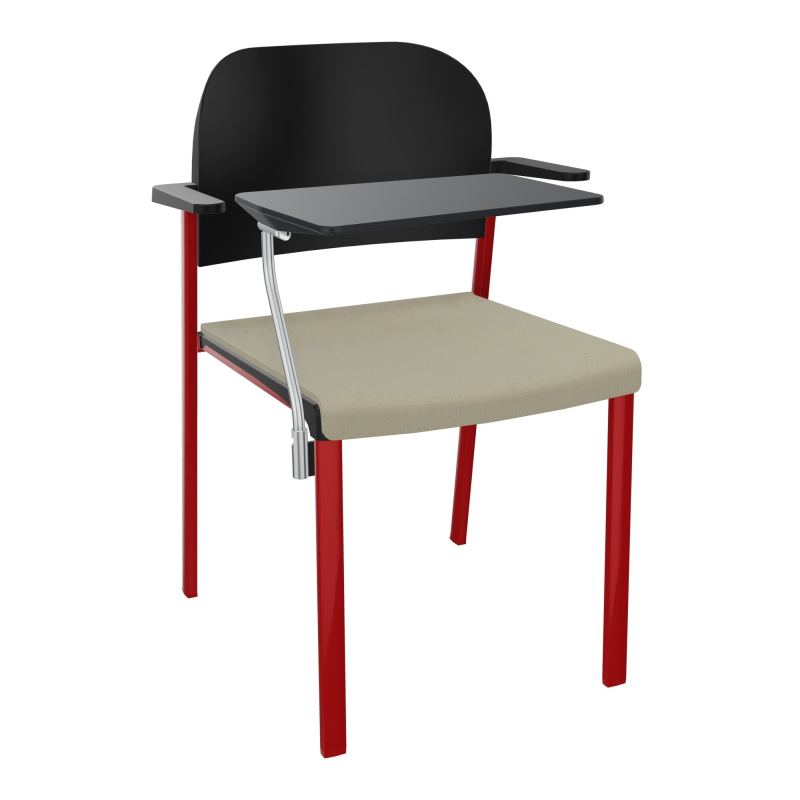 ROMY CHAISE 4P FIXES ASSISE TISSU DOSSIER POLYPRO AVEC ACCOUDOIRS+TABLETTE NOIRE CG ZY PU