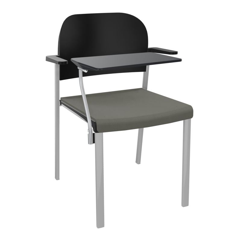 ROMY CHAISE 4P FIXES ASSISE TISSU DOSSIER POLYPRO AVEC ACCOUDOIRS+TABLETTE NOIRE CH SB PU