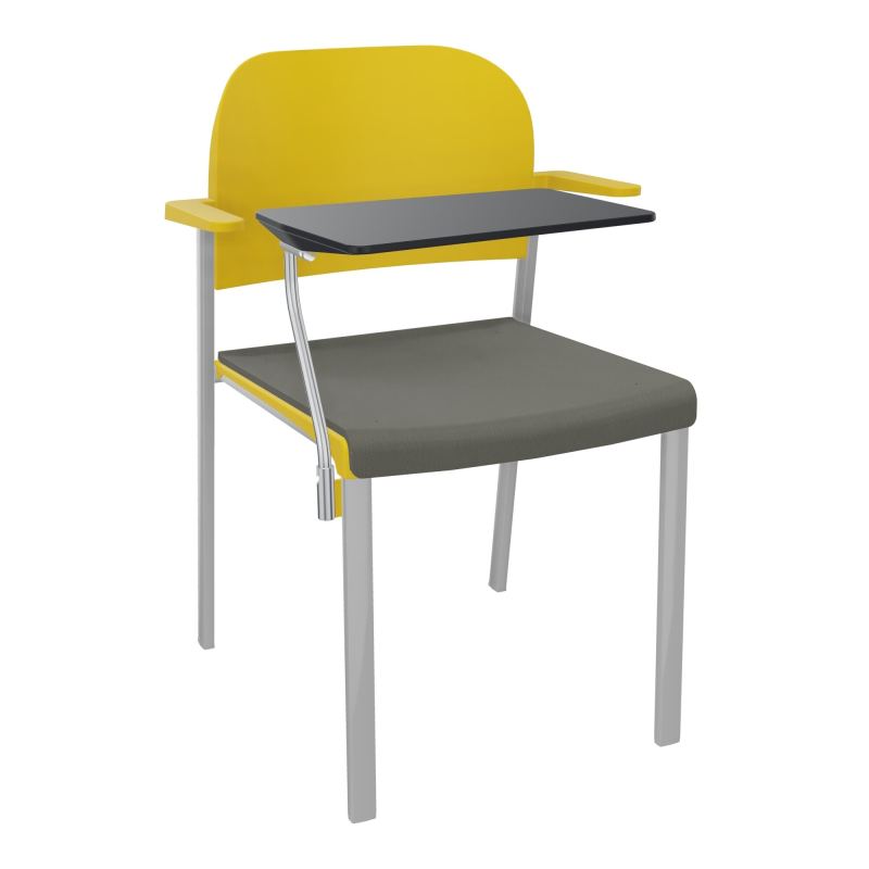 ROMY CHAISE 4P FIXES ASSISE TISSU DOSSIER POLYPRO AVEC ACCOUDOIRS+TABLETTE NOIRE CH SB PW