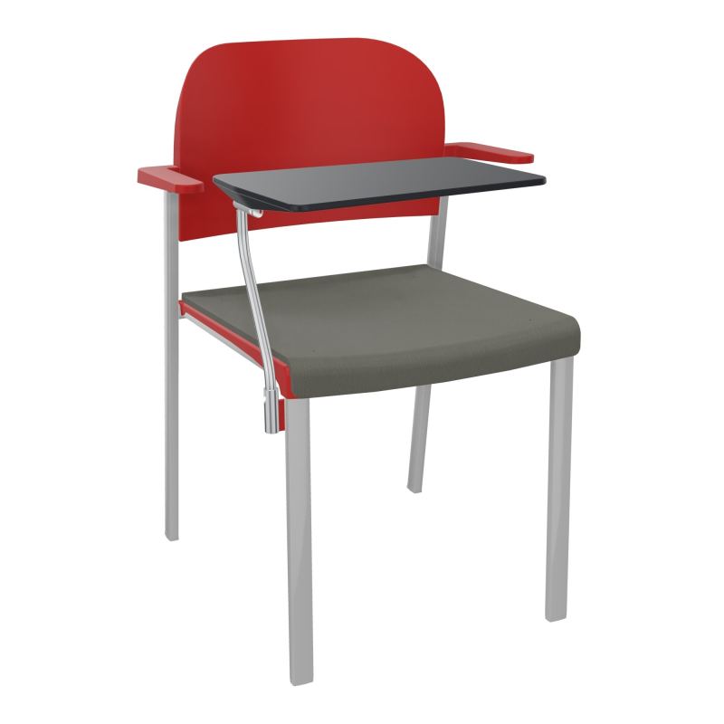 ROMY CHAISE 4P FIXES ASSISE TISSU DOSSIER POLYPRO AVEC ACCOUDOIRS+TABLETTE NOIRE CH SB PZ