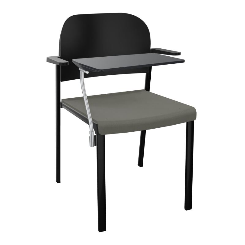 ROMY CHAISE 4P FIXES ASSISE TISSU DOSSIER POLYPRO AVEC ACCOUDOIRS+TABLETTE NOIRE CH SG PU