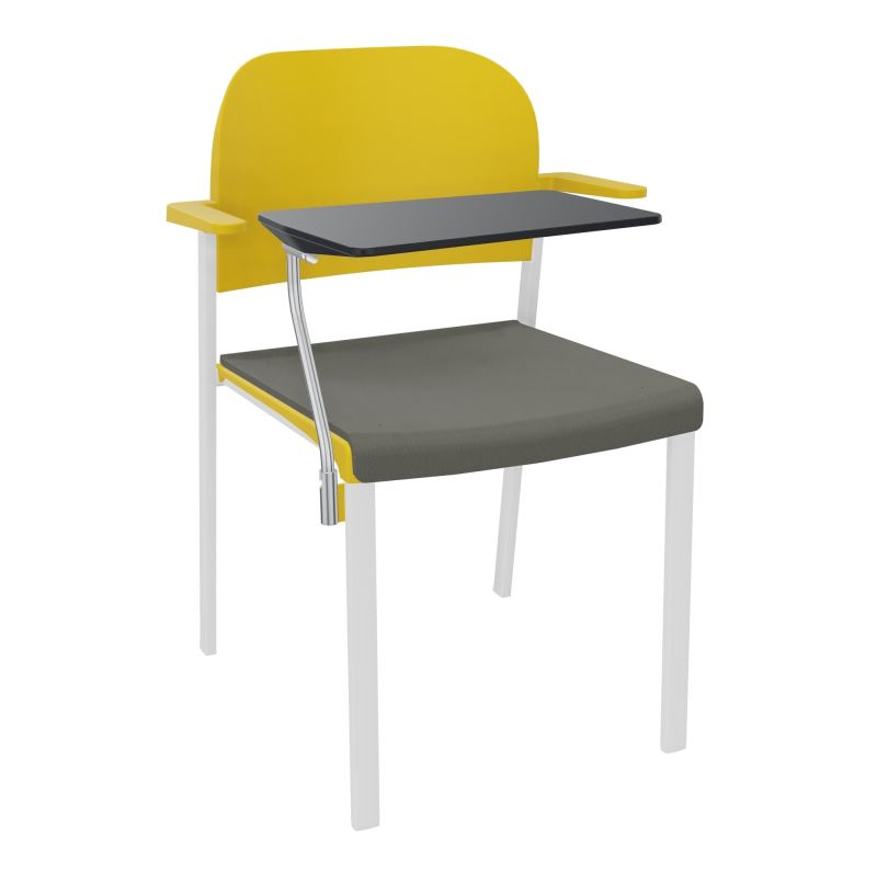 ROMY CHAISE 4P FIXES ASSISE TISSU DOSSIER POLYPRO AVEC ACCOUDOIRS+TABLETTE NOIRE CH SP PW