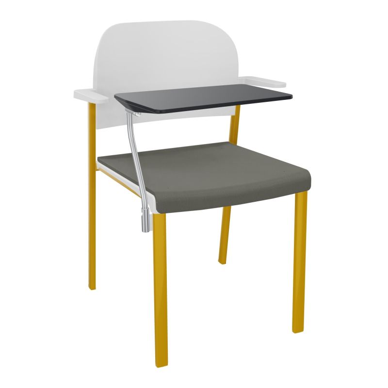 ROMY CHAISE 4P FIXES ASSISE TISSU DOSSIER POLYPRO AVEC ACCOUDOIRS+TABLETTE NOIRE CH SX PT