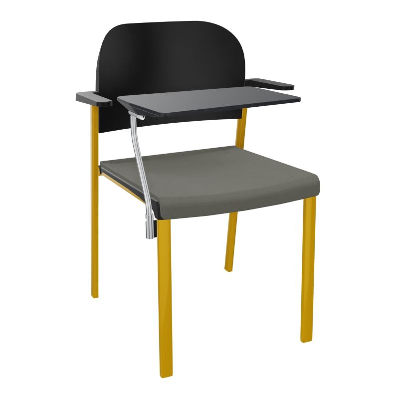 ROMY CHAISE 4P FIXES ASSISE TISSU DOSSIER POLYPRO AVEC ACCOUDOIRS+TABLETTE NOIRE CH SX PU