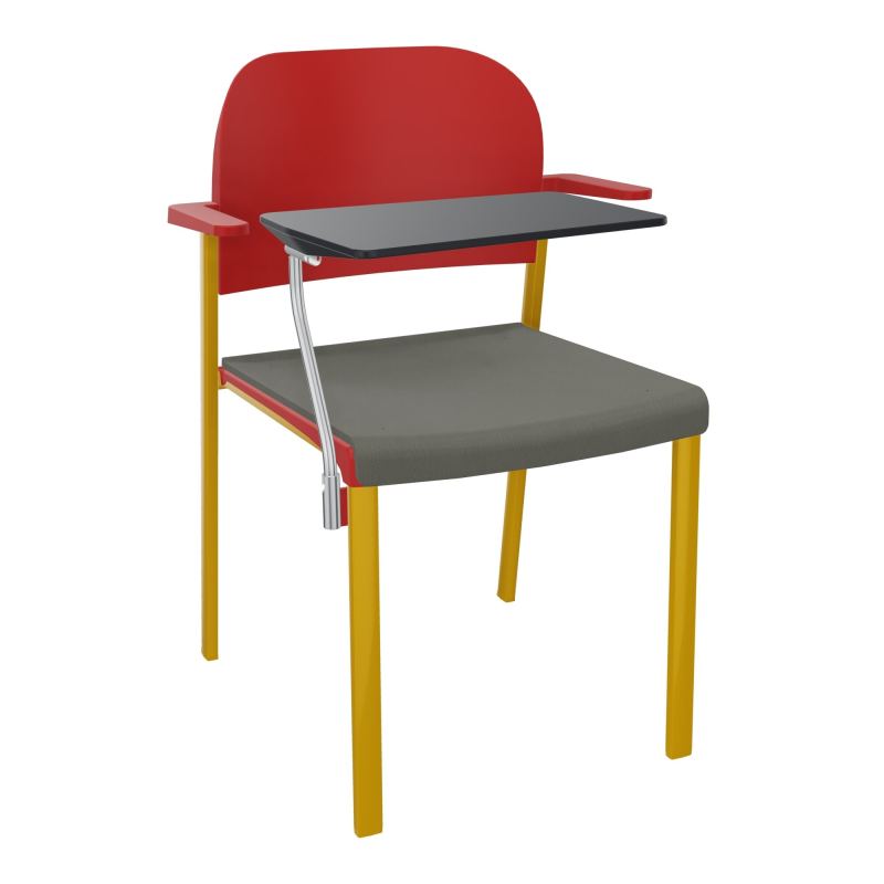 ROMY CHAISE 4P FIXES ASSISE TISSU DOSSIER POLYPRO AVEC ACCOUDOIRS+TABLETTE NOIRE CH SX PZ