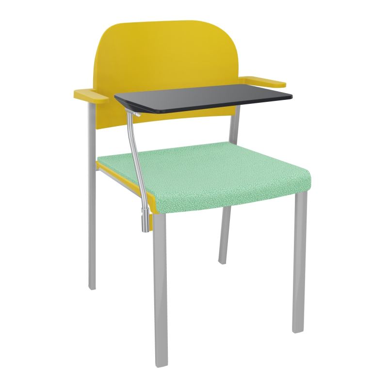 ROMY CHAISE 4P FIXES ASSISE TISSU DOSSIER POLYPRO AVEC ACCOUDOIRS+TABLETTE NOIRE E4 SB PW