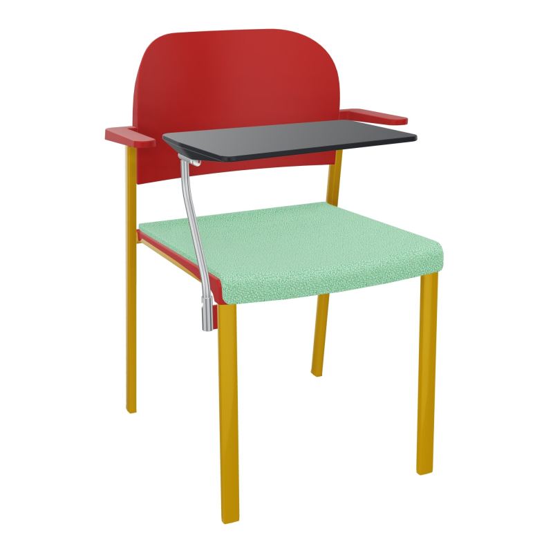 ROMY CHAISE 4P FIXES ASSISE TISSU DOSSIER POLYPRO AVEC ACCOUDOIRS+TABLETTE NOIRE E4 SX PZ