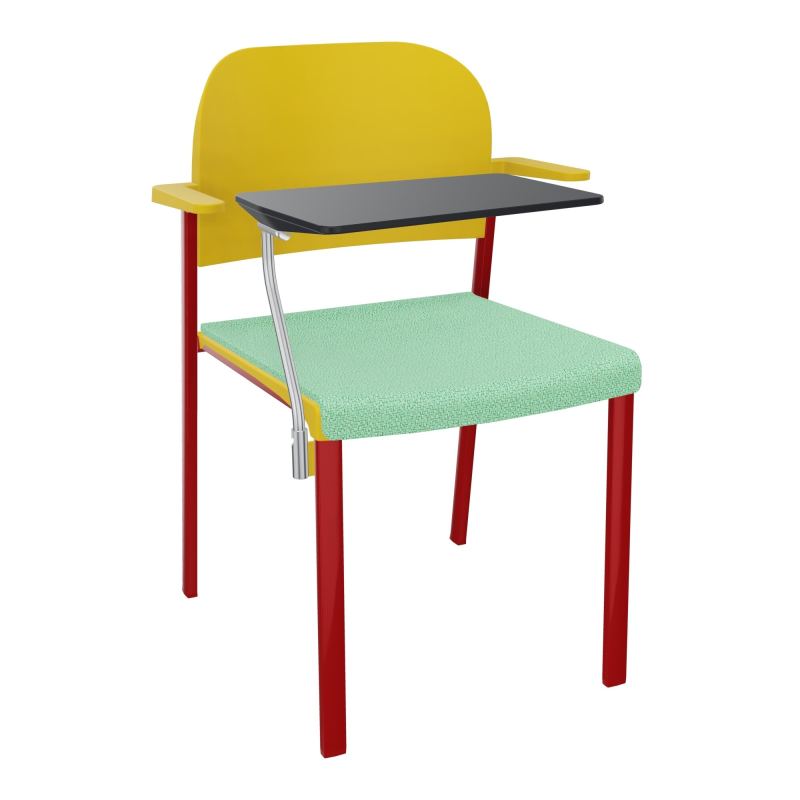 ROMY CHAISE 4P FIXES ASSISE TISSU DOSSIER POLYPRO AVEC ACCOUDOIRS+TABLETTE NOIRE E4 ZY PW