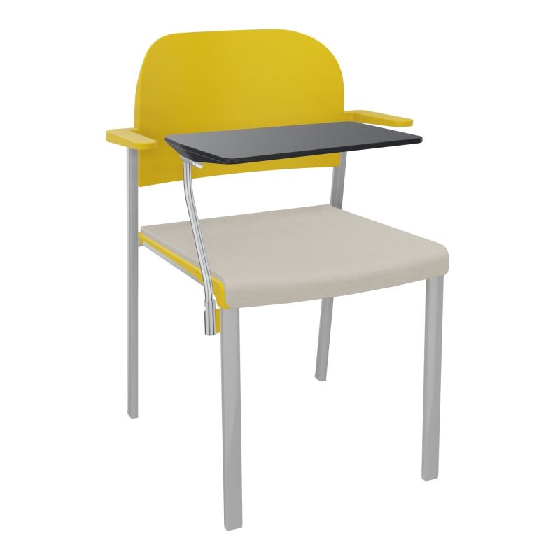 ROMY CHAISE 4P FIXES ASSISE TISSU DOSSIER POLYPRO AVEC ACCOUDOIRS+TABLETTE NOIRE E5 SB PW