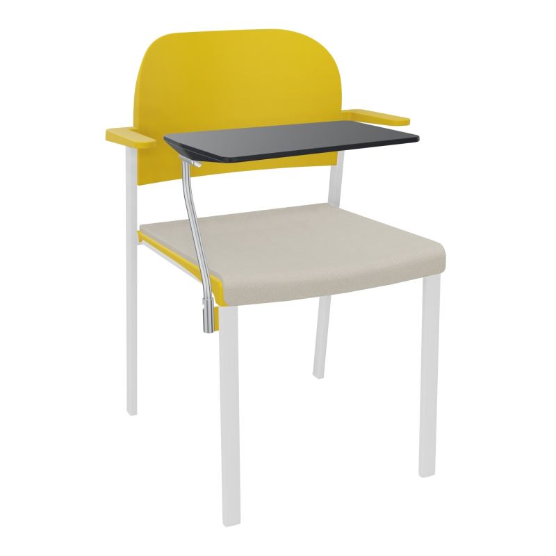 ROMY CHAISE 4P FIXES ASSISE TISSU DOSSIER POLYPRO AVEC ACCOUDOIRS+TABLETTE NOIRE E5 SP PW