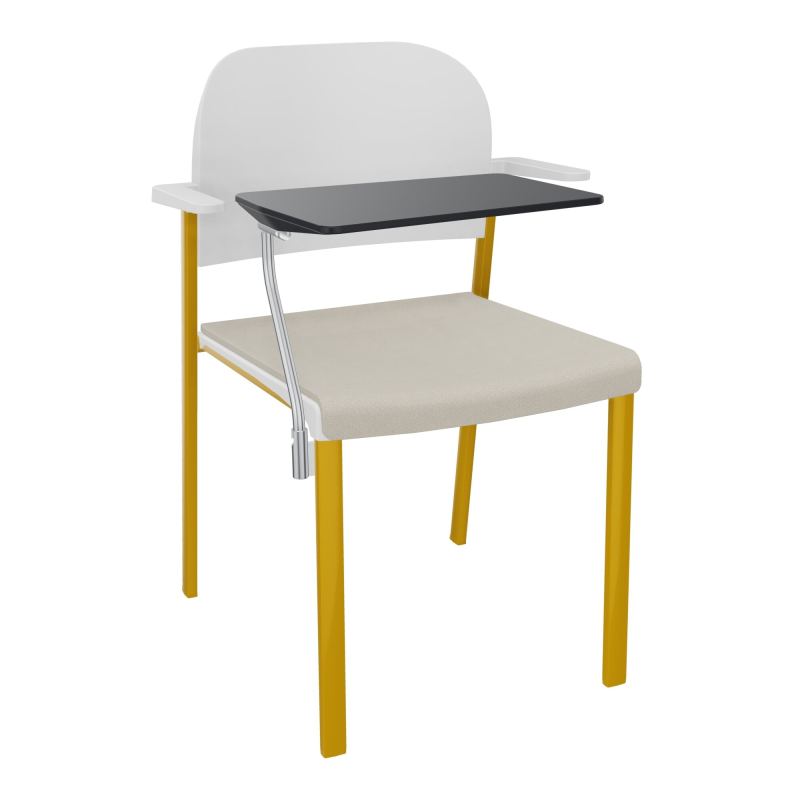 ROMY CHAISE 4P FIXES ASSISE TISSU DOSSIER POLYPRO AVEC ACCOUDOIRS+TABLETTE NOIRE E5 SX PT