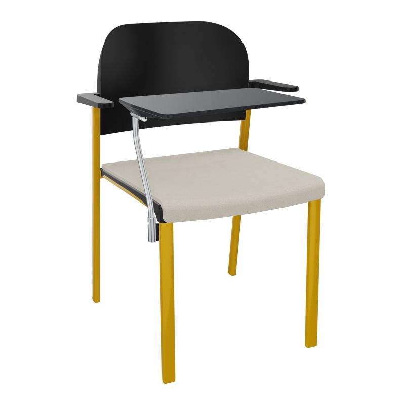 ROMY CHAISE 4P FIXES ASSISE TISSU DOSSIER POLYPRO AVEC ACCOUDOIRS+TABLETTE NOIRE E5 SX PU