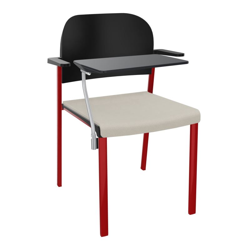 ROMY CHAISE 4P FIXES ASSISE TISSU DOSSIER POLYPRO AVEC ACCOUDOIRS+TABLETTE NOIRE E5 ZY PU