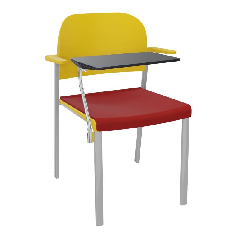 ROMY CHAISE 4P FIXES ASSISE TISSU DOSSIER POLYPRO AVEC ACCOUDOIRS+TABLETTE NOIRE E6 SB PW