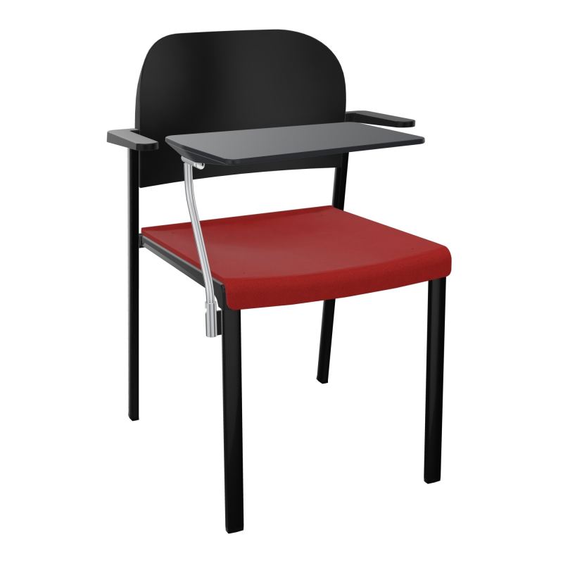 ROMY CHAISE 4P FIXES ASSISE TISSU DOSSIER POLYPRO AVEC ACCOUDOIRS+TABLETTE NOIRE E6 SG PU