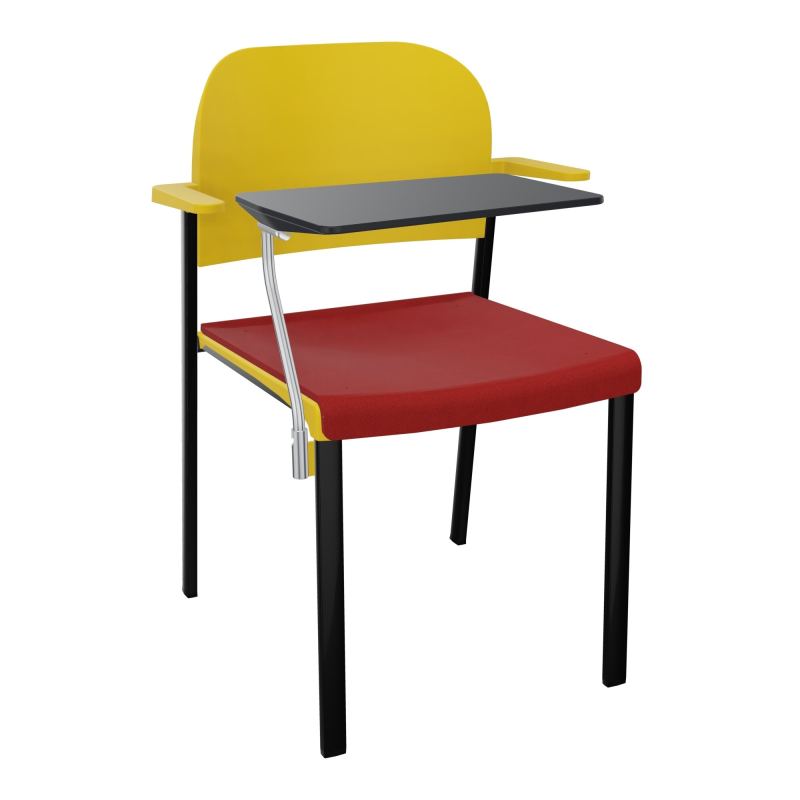 ROMY CHAISE 4P FIXES ASSISE TISSU DOSSIER POLYPRO AVEC ACCOUDOIRS+TABLETTE NOIRE E6 SG PW