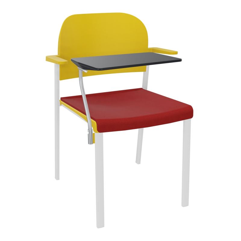 ROMY CHAISE 4P FIXES ASSISE TISSU DOSSIER POLYPRO AVEC ACCOUDOIRS+TABLETTE NOIRE E6 SP PW