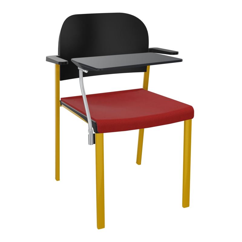 ROMY CHAISE 4P FIXES ASSISE TISSU DOSSIER POLYPRO AVEC ACCOUDOIRS+TABLETTE NOIRE E6 SX PU