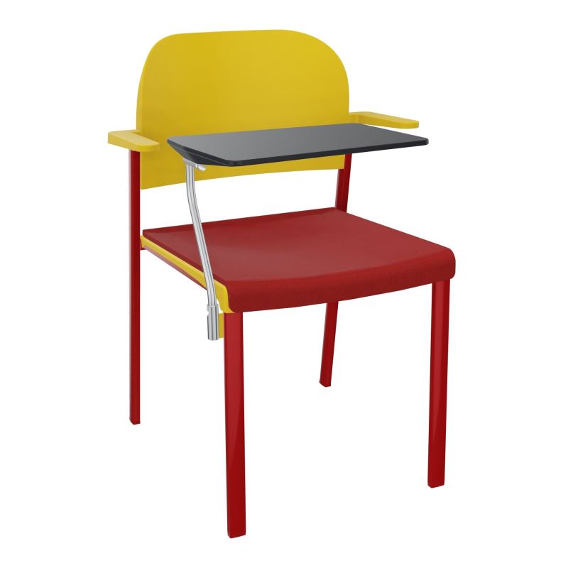 ROMY CHAISE 4P FIXES ASSISE TISSU DOSSIER POLYPRO AVEC ACCOUDOIRS+TABLETTE NOIRE E6 ZY PW
