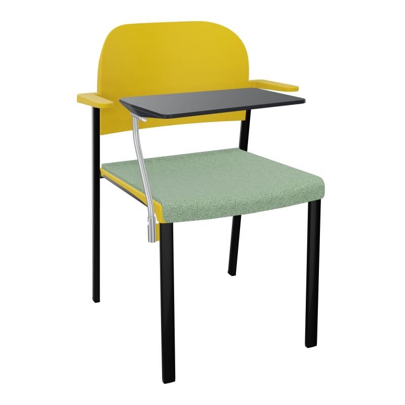 ROMY CHAISE 4P FIXES ASSISE TISSU DOSSIER POLYPRO AVEC ACCOUDOIRS+TABLETTE NOIRE E7 SG PW