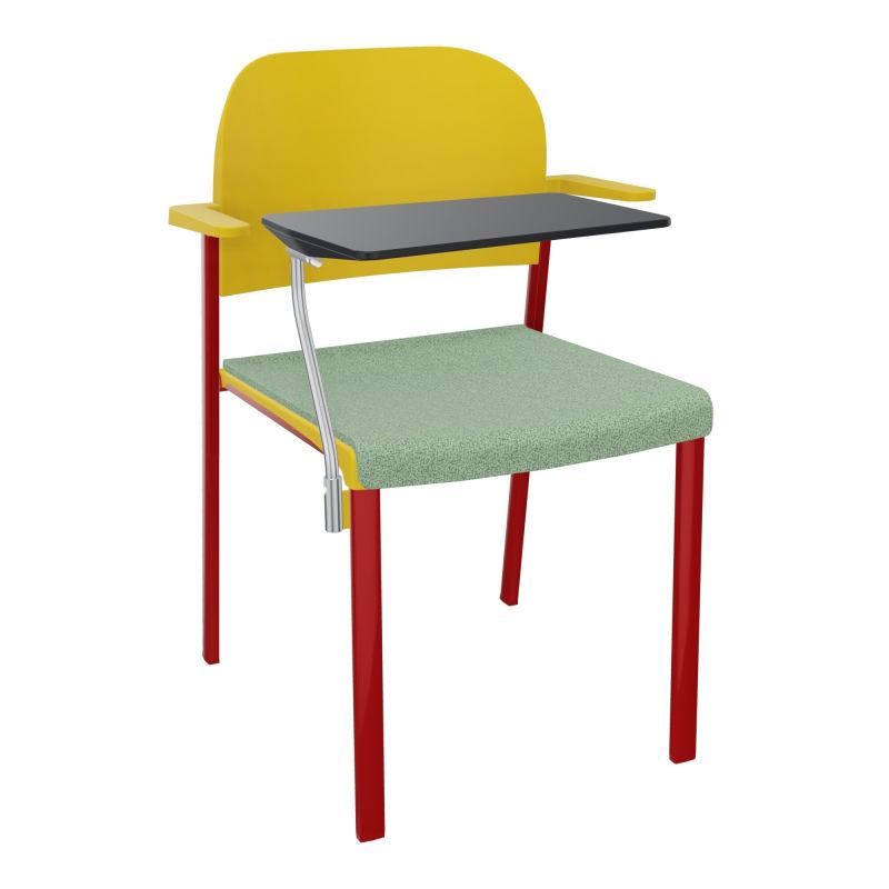 ROMY CHAISE 4P FIXES ASSISE TISSU DOSSIER POLYPRO AVEC ACCOUDOIRS+TABLETTE NOIRE E7 ZY PW