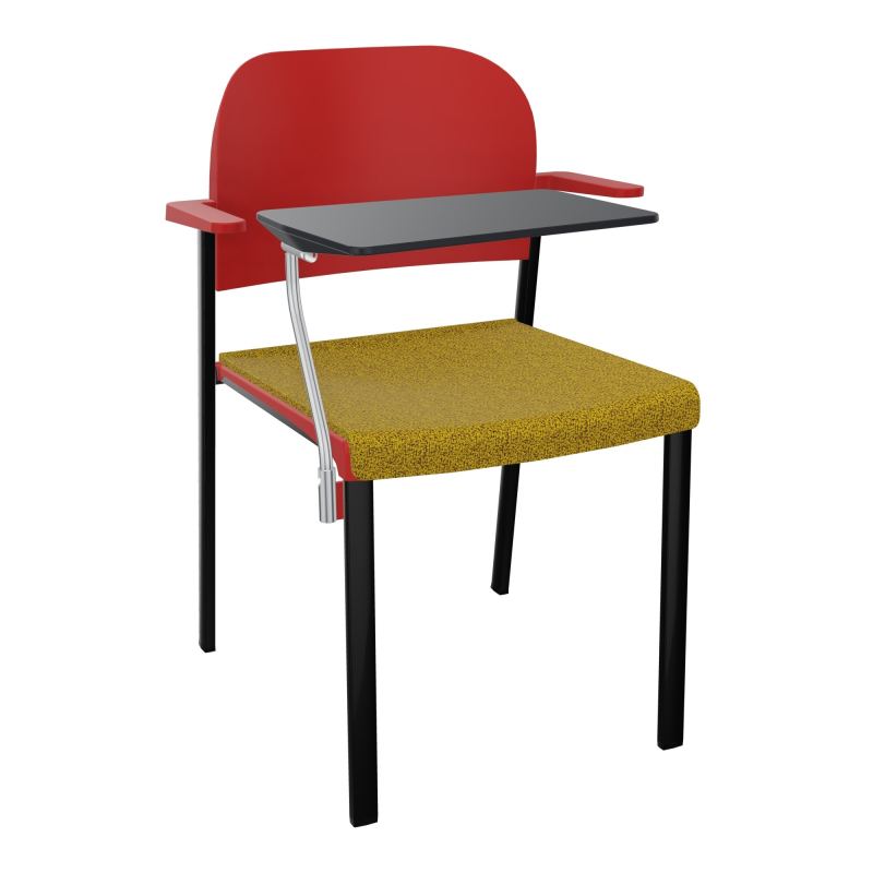 ROMY CHAISE 4P FIXES ASSISE TISSU DOSSIER POLYPRO AVEC ACCOUDOIRS+TABLETTE NOIRE E9 SG PZ