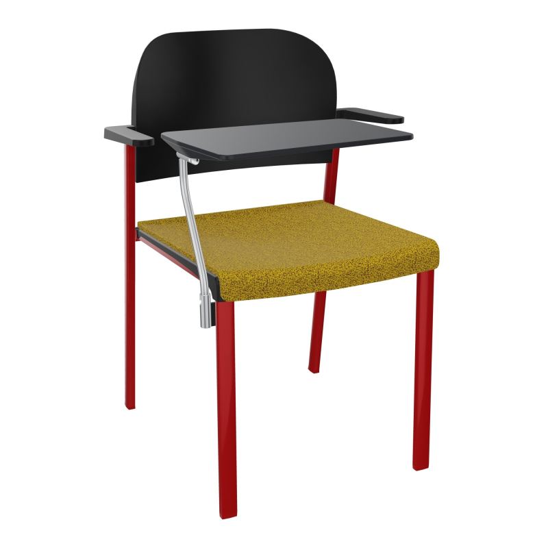 ROMY CHAISE 4P FIXES ASSISE TISSU DOSSIER POLYPRO AVEC ACCOUDOIRS+TABLETTE NOIRE E9 ZY PU