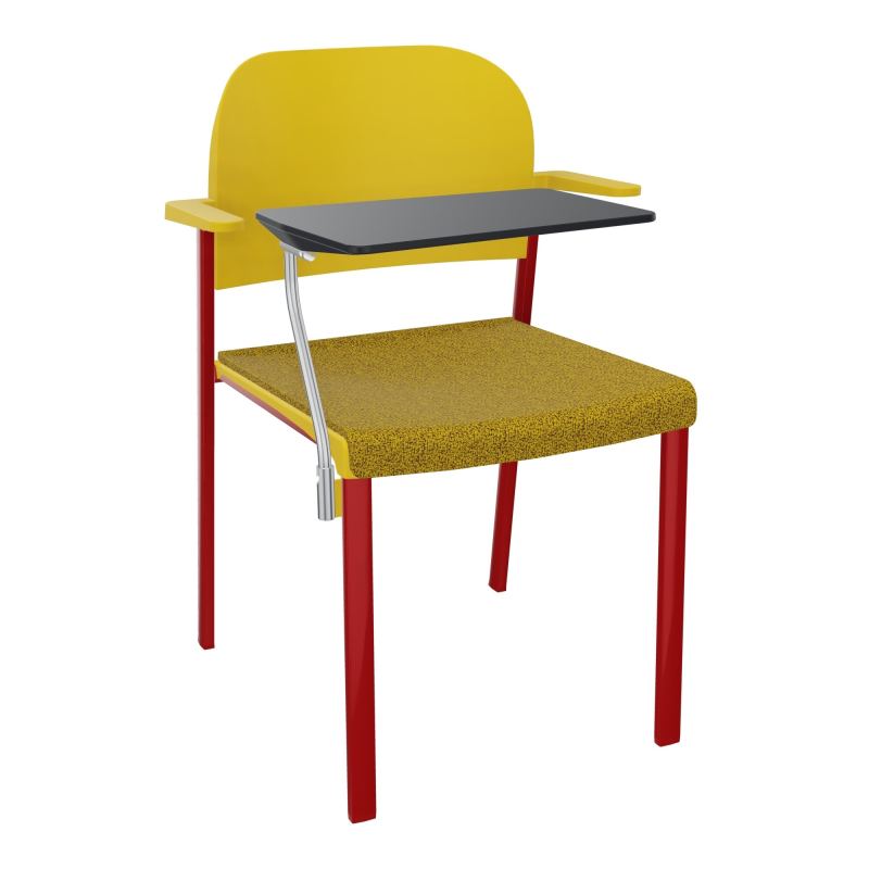 ROMY CHAISE 4P FIXES ASSISE TISSU DOSSIER POLYPRO AVEC ACCOUDOIRS+TABLETTE NOIRE E9 ZY PW