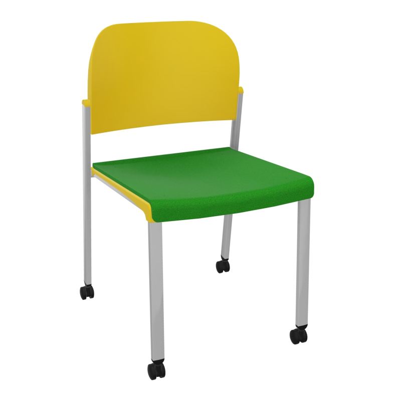 ROMY CHAISE 4P ROULT ASSISE TISSU DOSSIER POLYPRO SANS ACCOUDOIRS  A1 SB PW
