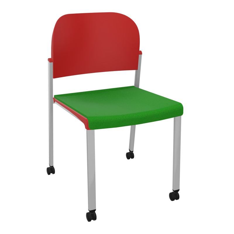 ROMY CHAISE 4P ROULT ASSISE TISSU DOSSIER POLYPRO SANS ACCOUDOIRS  A1 SB PZ