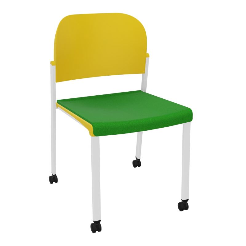 ROMY CHAISE 4P ROULT ASSISE TISSU DOSSIER POLYPRO SANS ACCOUDOIRS  A1 SP PW