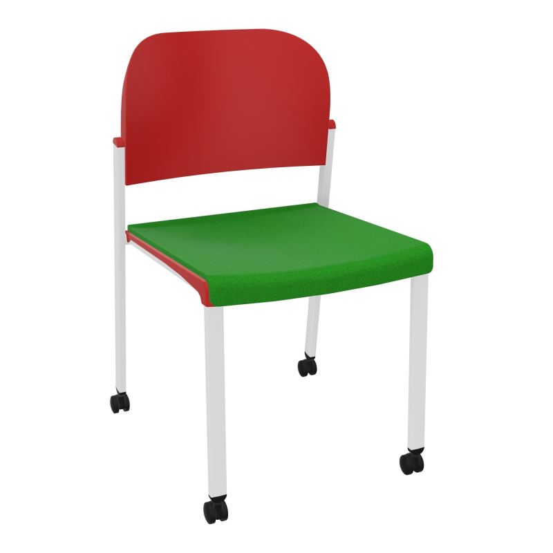 ROMY CHAISE 4P ROULT ASSISE TISSU DOSSIER POLYPRO SANS ACCOUDOIRS  A1 SP PZ