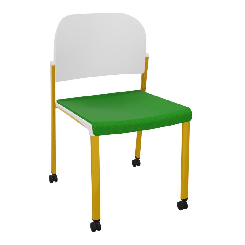 ROMY CHAISE 4P ROULT ASSISE TISSU DOSSIER POLYPRO SANS ACCOUDOIRS  A1 SX PT