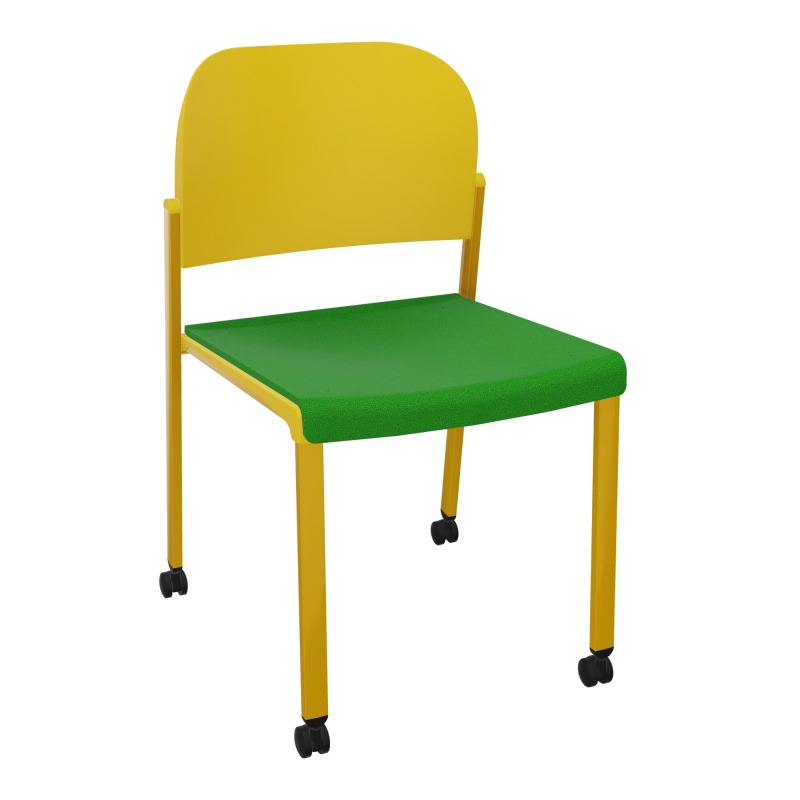 ROMY CHAISE 4P ROULT ASSISE TISSU DOSSIER POLYPRO SANS ACCOUDOIRS  A1 SX PW