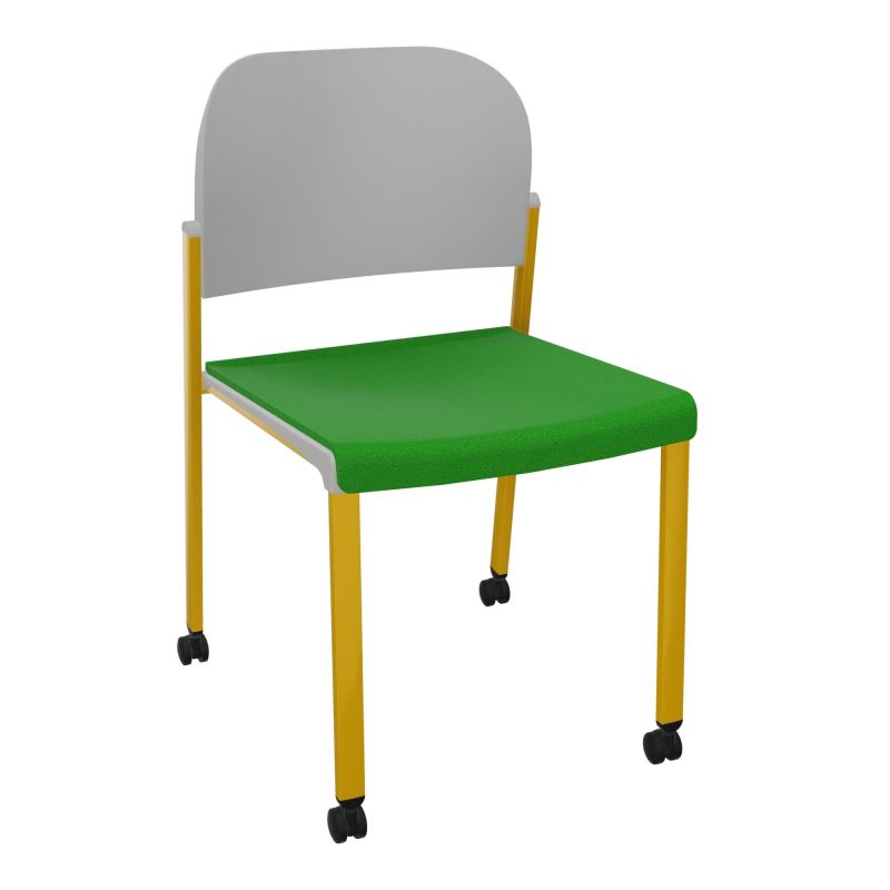 ROMY CHAISE 4P ROULT ASSISE TISSU DOSSIER POLYPRO SANS ACCOUDOIRS  A1 SX PX
