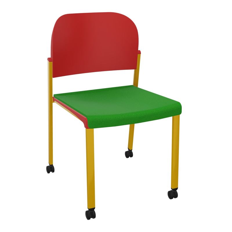ROMY CHAISE 4P ROULT ASSISE TISSU DOSSIER POLYPRO SANS ACCOUDOIRS  A1 SX PZ