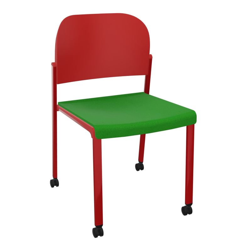 ROMY CHAISE 4P ROULT ASSISE TISSU DOSSIER POLYPRO SANS ACCOUDOIRS  A1 ZY PZ