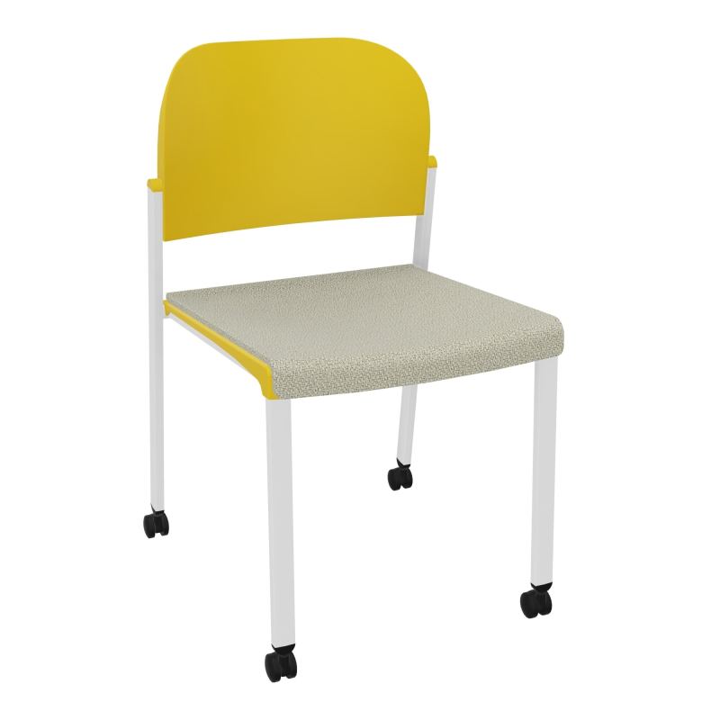 ROMY CHAISE 4P ROULT ASSISE TISSU DOSSIER POLYPRO SANS ACCOUDOIRS  A2 SP PW