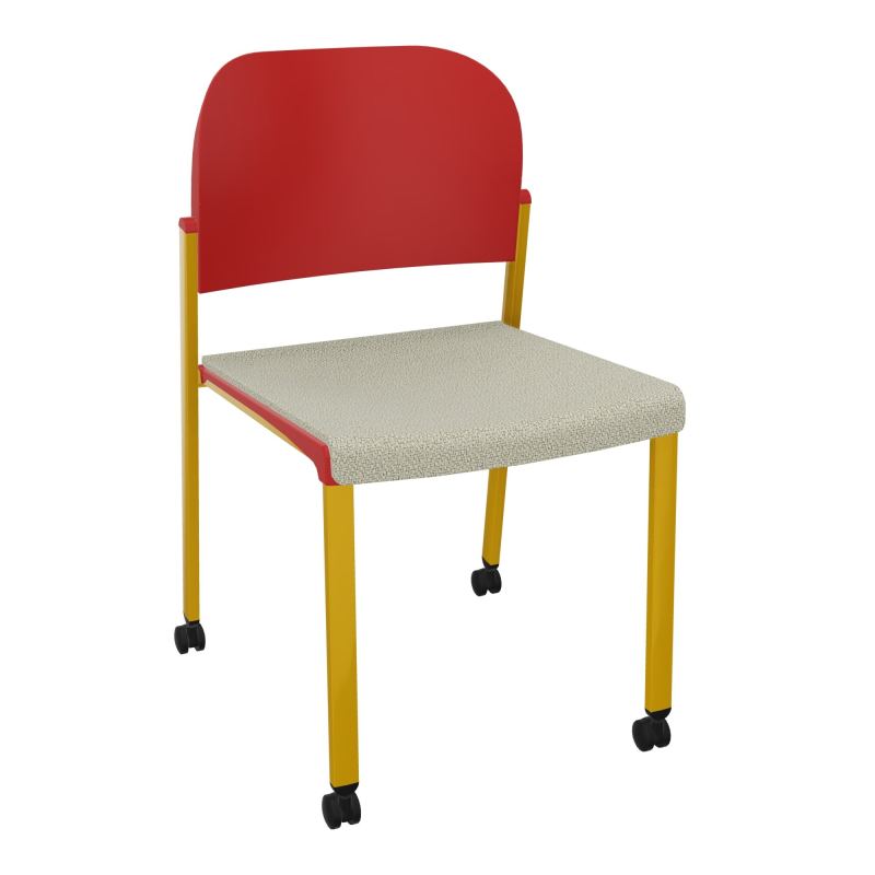 ROMY CHAISE 4P ROULT ASSISE TISSU DOSSIER POLYPRO SANS ACCOUDOIRS  A2 SX PZ