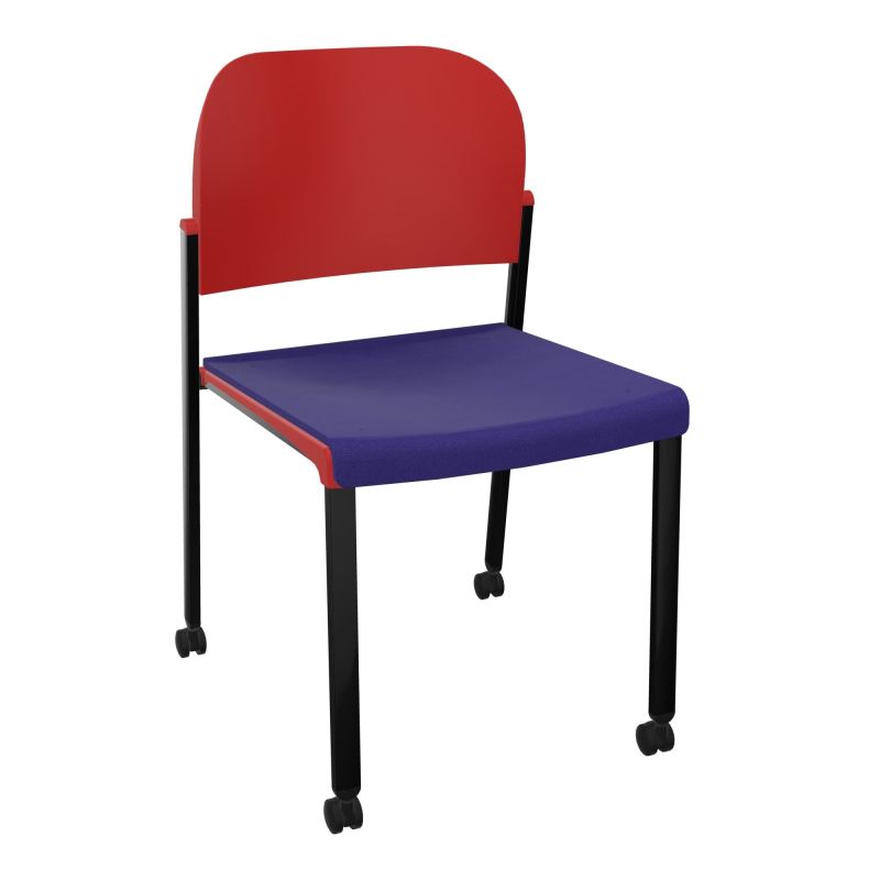 ROMY CHAISE 4P ROULT ASSISE TISSU DOSSIER POLYPRO SANS ACCOUDOIRS  A3 SG PZ
