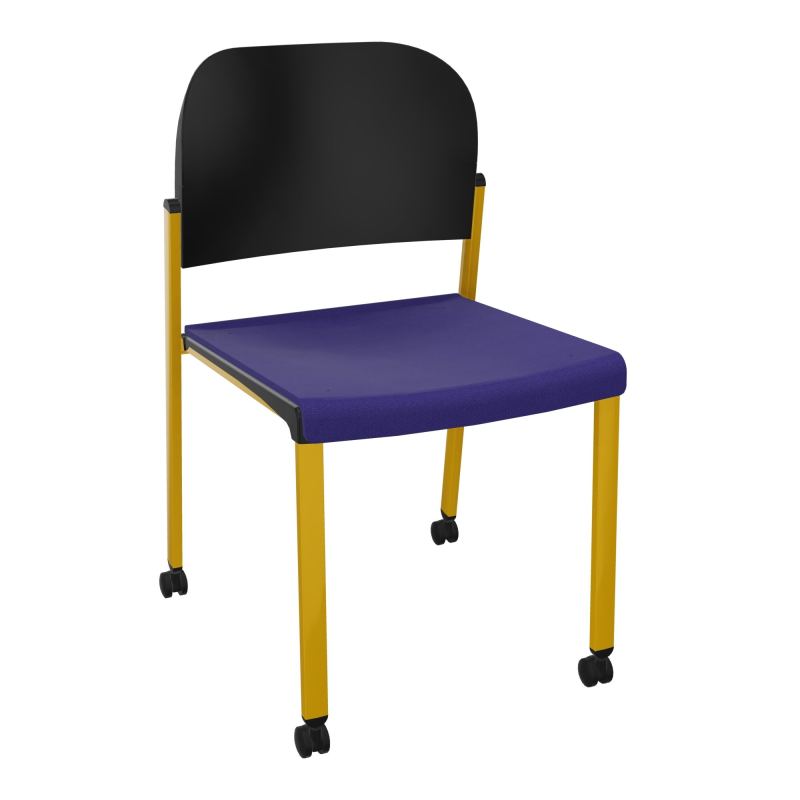 ROMY CHAISE 4P ROULT ASSISE TISSU DOSSIER POLYPRO SANS ACCOUDOIRS  A3 SX PU