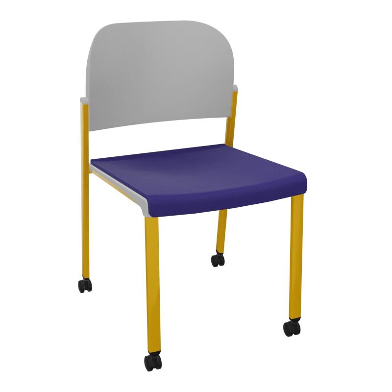 ROMY CHAISE 4P ROULT ASSISE TISSU DOSSIER POLYPRO SANS ACCOUDOIRS  A3 SX PX