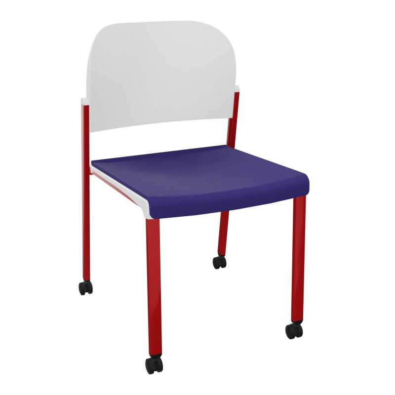 ROMY CHAISE 4P ROULT ASSISE TISSU DOSSIER POLYPRO SANS ACCOUDOIRS  A3 ZY PT