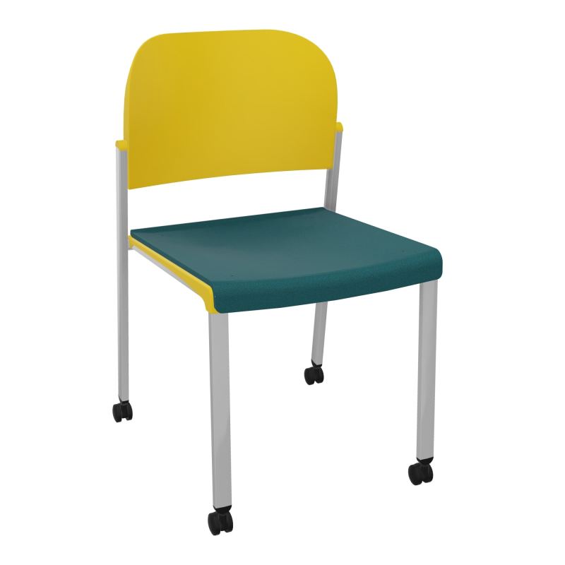 ROMY CHAISE 4P ROULT ASSISE TISSU DOSSIER POLYPRO SANS ACCOUDOIRS  A4 SB PW