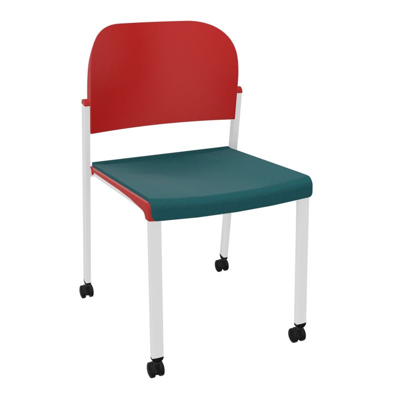 ROMY CHAISE 4P ROULT ASSISE TISSU DOSSIER POLYPRO SANS ACCOUDOIRS  A4 SP PZ